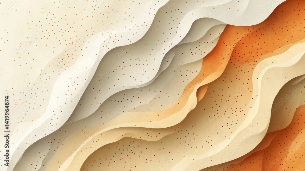 Poster abstract background with soft ecru tones dotted design and eggshell paper texture