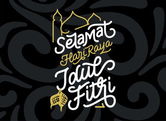 Selamat hari raya idul fitri lettering graphic vector illustration