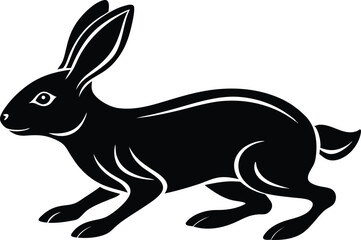 easter bunny rabbit sitting silhouette vector icon, vector illustration of a bunny, vector illustration of a rabbit, black and white rabbit, jumping rabbit symbol illustration on white background.