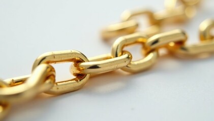 Fototapeta premium Close-up shot of a single, gold hip-hop chain on white , metal, rap