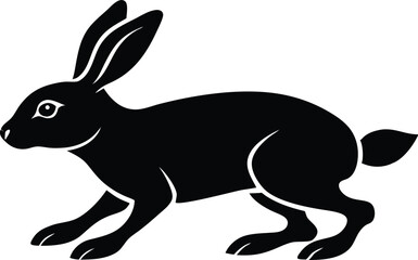 easter bunny rabbit sitting silhouette vector icon, vector illustration of a bunny, vector illustration of a rabbit, black and white rabbit, jumping rabbit symbol illustration on white background.