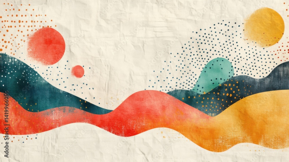 Poster abstract background with soft ecru tones dotted design and eggshell paper texture