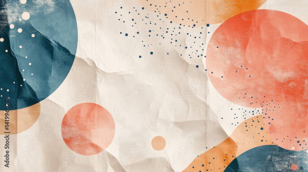 Poster abstract background with soft ecru tones dotted design and eggshell paper texture