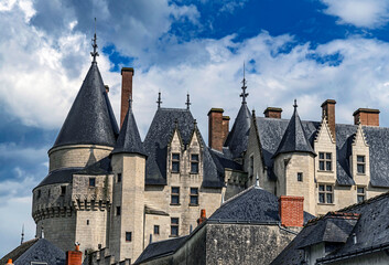 Obraz premium Towers and roofs of royal castle Langeais, X-XV centuries. River Loire valley, France