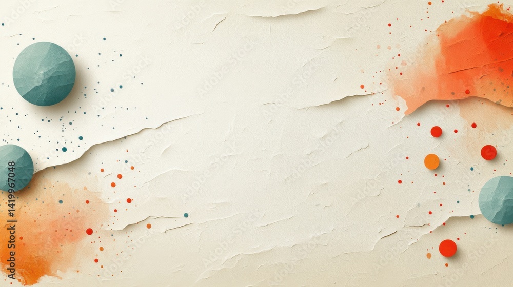 Poster abstract background with soft ecru tones dotted design and eggshell paper texture