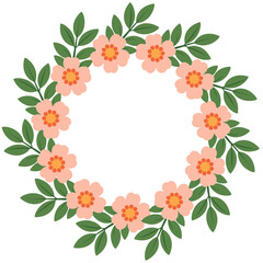 Wreath frame with rose flowers. Spring wreath.