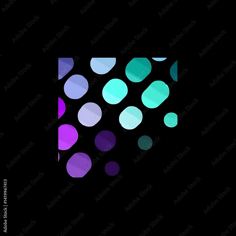 Poster abstract colorful rounded shapes on dark background design with a dynamic and modern composition.