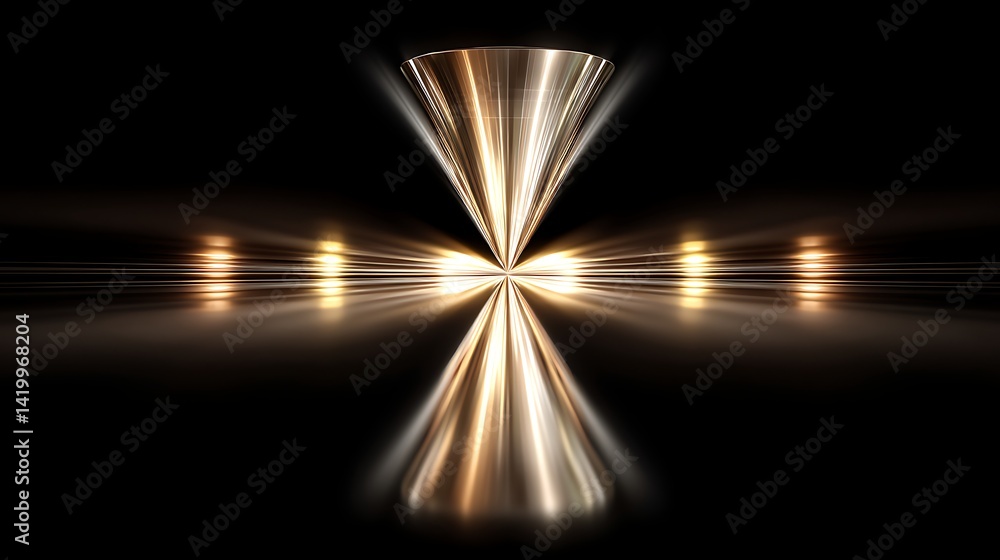Poster abstract conical reflective illumination of infinite space time and refracted light effects