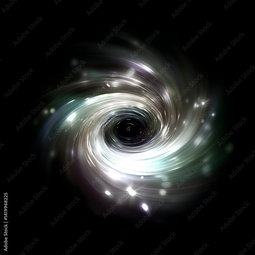 Poster abstract cosmic vortex a swirling depiction of space time and light in universe exploration science.