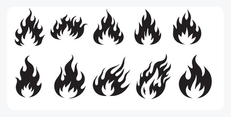 Classic Black Flame Silhouette Collection – Retro Old School Tattoo Style Vector Fire Set, black, flame, fire, silhouette, vector, blaze, old school, retro, tattoo,