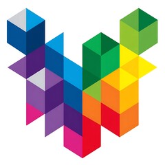 Naklejka premium Abstract Cubes in a Spectrum of Colors Geometric Harmony.