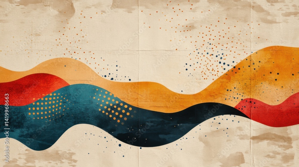 Poster abstract background with soft ecru tones dotted design and eggshell paper texture
