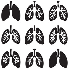 human lungs vector silhouettes