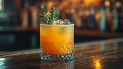 A beautifully crafted cocktail displayed at a bar--highlighting the essence of mixology