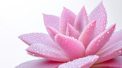 Fototapeta premium Close-up of a delicate pink succulent with water droplets