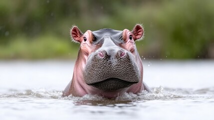 Hippopotamus emerging from water