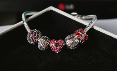 Luxury colorful cubic zirconia charm bracelet in elegant gift box perfect jewelry gift for her