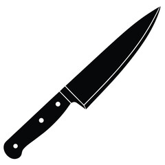 Isolated Black Vector chef s knife WIith White Background