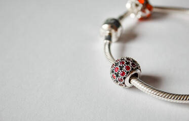 Luxury silver charm bracelet with sparkling gemstones perfect gift idea for women on special...