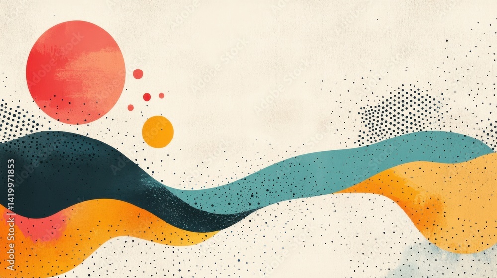 Poster abstract background with soft ecru tones dotted design and eggshell paper texture