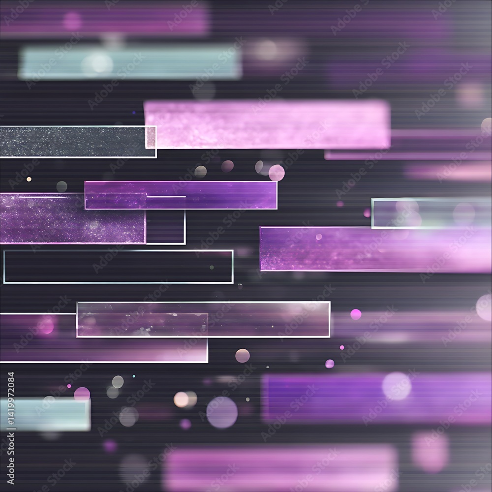 Poster abstract geometric forms with horizontal lines and light orbs on dark backdrop aesthetic composition