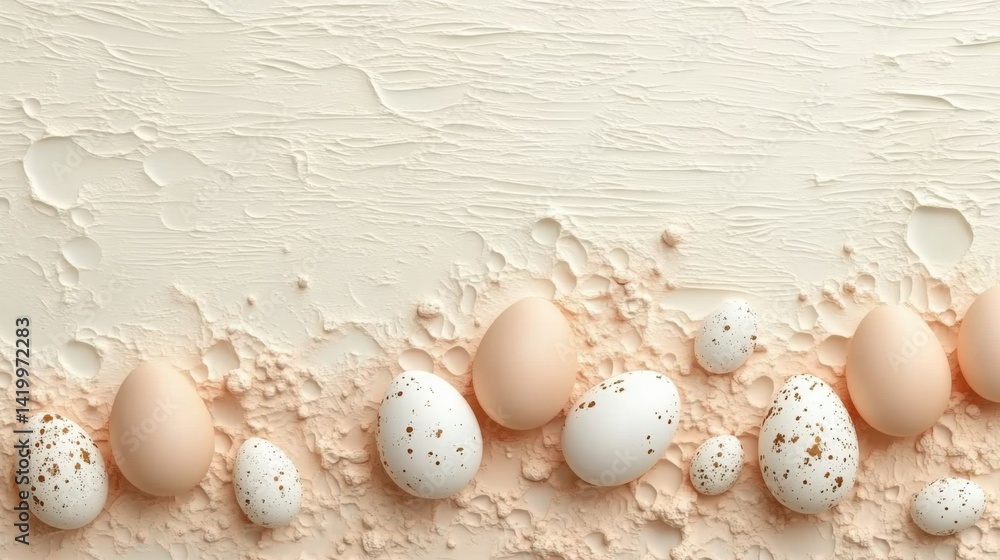 Poster abstract background with soft ecru tones dotted design and eggshell paper texture