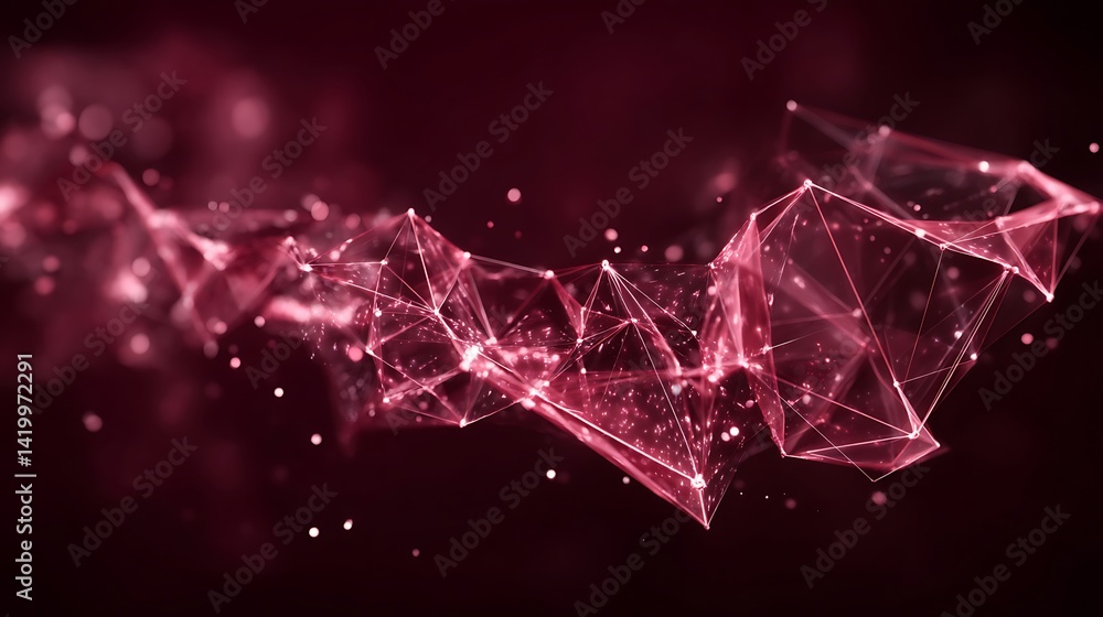 Poster abstract geometric network plexus with deep red tones visual data structure and elegant presentation