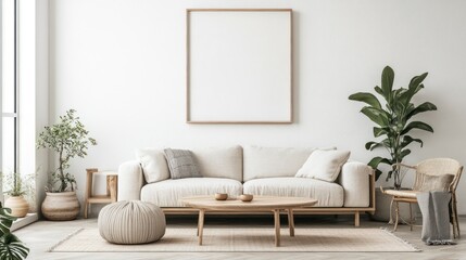 Cozy minimalist living room with natural decor accents