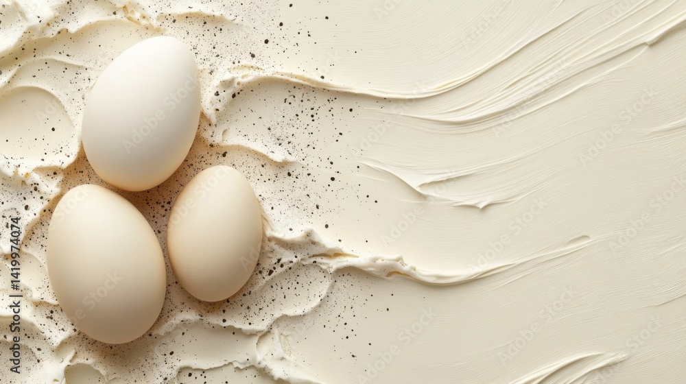Poster abstract background with soft ecru tones dotted design and eggshell paper texture