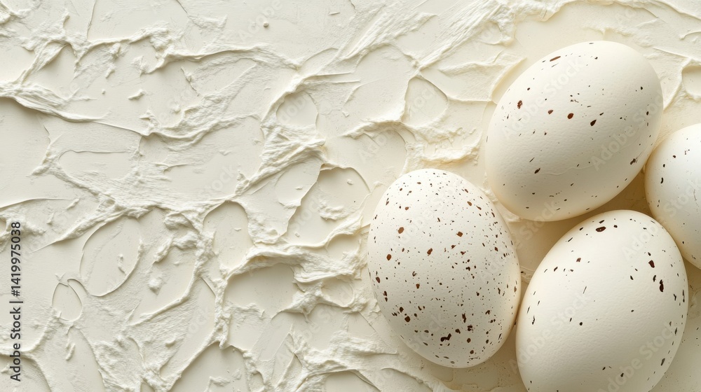 Poster abstract background with soft ecru tones dotted design and eggshell paper texture