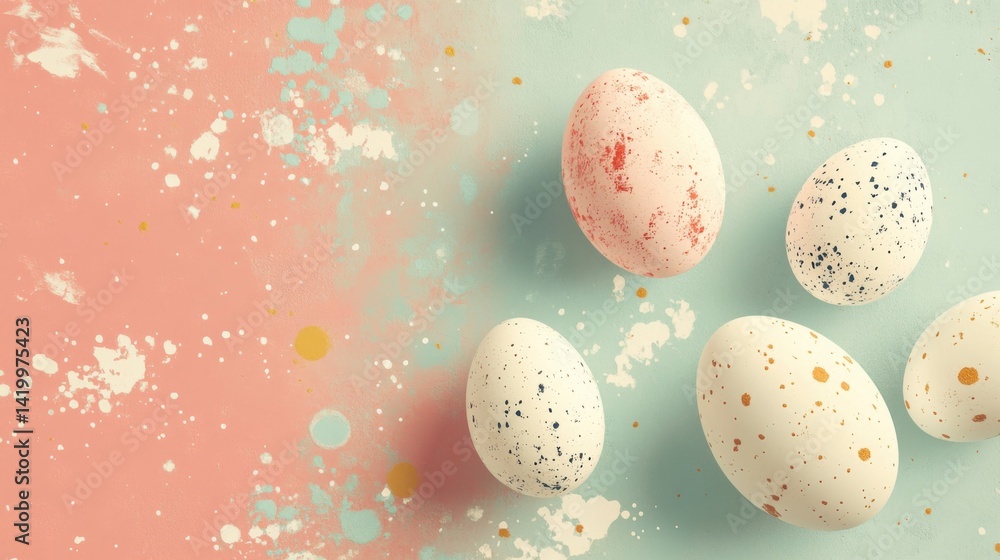 Poster abstract background with soft ecru tones dotted design and eggshell paper texture