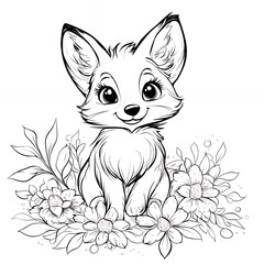Fototapeta premium Wild Animals Drawn in Pencil for Kids to Color