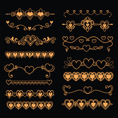 A beautiful vintage hearts border divider in decorative line art style. This vector is ideal for romantic designs, Valentine's cards, wedding invitations, or any love-themed project.
