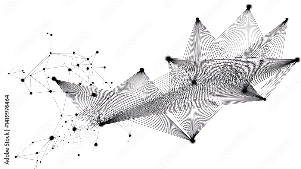 Poster abstract network connection art with dots and lines displaying complex interconnectivity design.