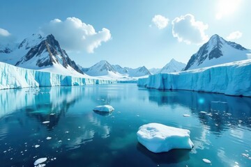 Vast icy expanse, sharp ice spires and treacherous crevasses dominate , ice sculpture, antarctic
