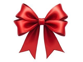 Fototapeta premium Bright red satin bow, festive digital illustration. Perfect for Christmas, Valentine's Day, gift wrapping, or elegant design accents. Isolated on transparent background.