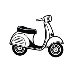 scooter motorcycle. Icon silhouette black and white on white background