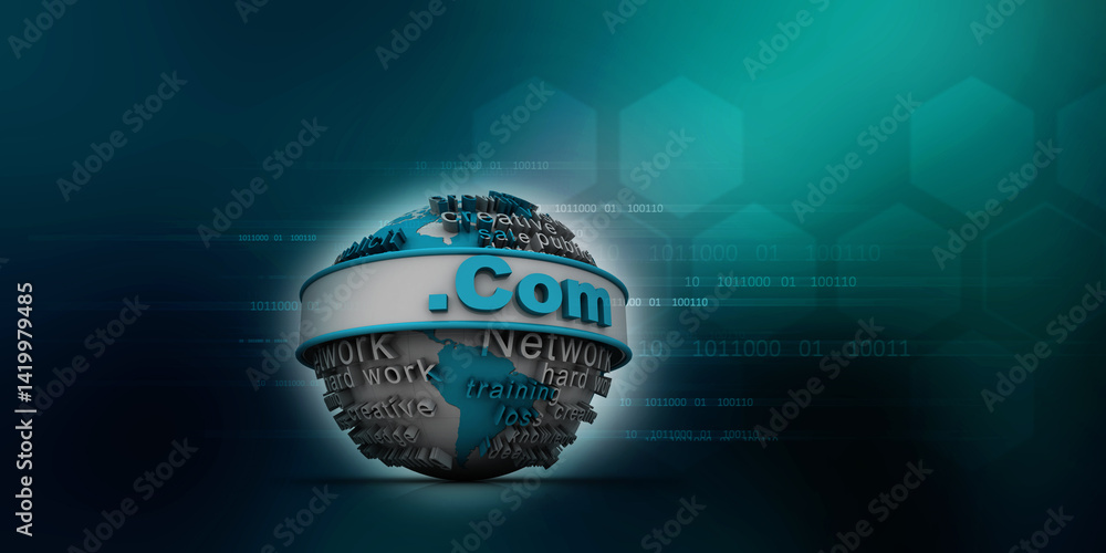 Aufkleber 3d illustration globe with word dot com