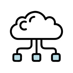 Simple Tech Cloud Icon – Business Storage Network. IT Cloud System Flat Network Vector
