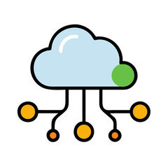 Minimal Data Hub Cloud Icon – Central Data Flow Nodes Node System. infographics for IT blogs , marketing, & Tech companies

