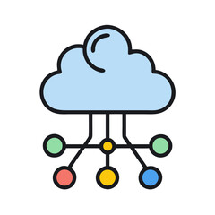 Cloud hosting businesses icon vector illustration.  Signal-Based Network Design