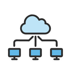 Cloud hosting businesses icon vector illustration.  Signal-Based Network Design