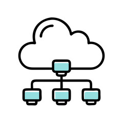 Simple Tech Cloud Icon – Business Storage Network. IT Cloud System Flat Network Vector
