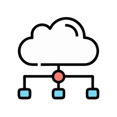Cloud hosting businesses icon vector illustration.  Signal-Based Network Design
