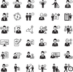Working business Line Editable Icons set. icon silhouette vector style 