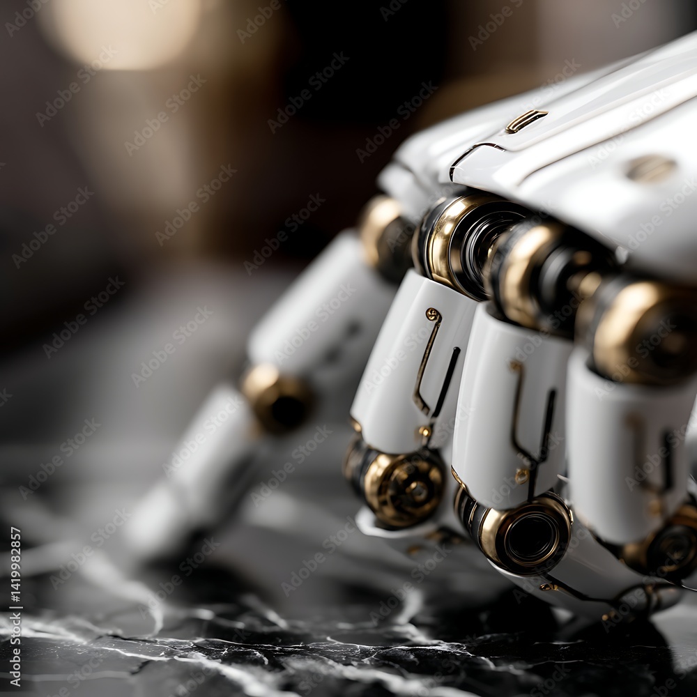 Poster advanced artificial hand crafted with precision and excellence for future technology applications.
