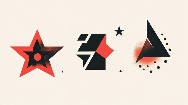 Brutalist Shapes, Cool Geometric Forms. Bauhaus Minimalist Graphic Design Elements. Trendy Y2K Vector Signs. Simple Star and Flower Basic Shapes.