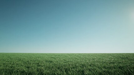 Obraz premium A vast open field of lush green grass and clear sky
