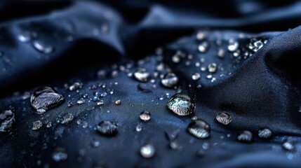 Water Droplet on Navy Fabric