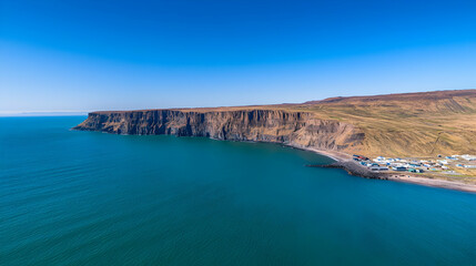 Obraz premium Panoramic View Of Coastal Cliffs And Turquoise Water